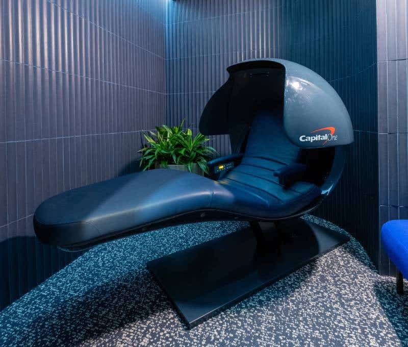 Relaxation Room sleep chair in the DEN Capital One lounge