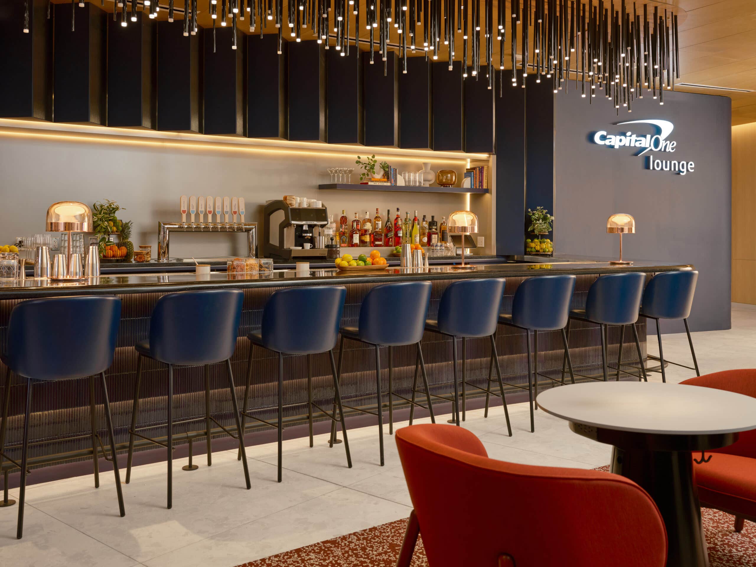 Bar in the LAS Capital One lounge